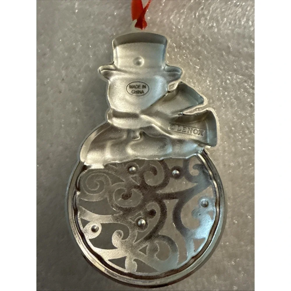 Lenox Sparkle And Scroll Multi-Crystal Snowman Silverplate Christmas Ornament